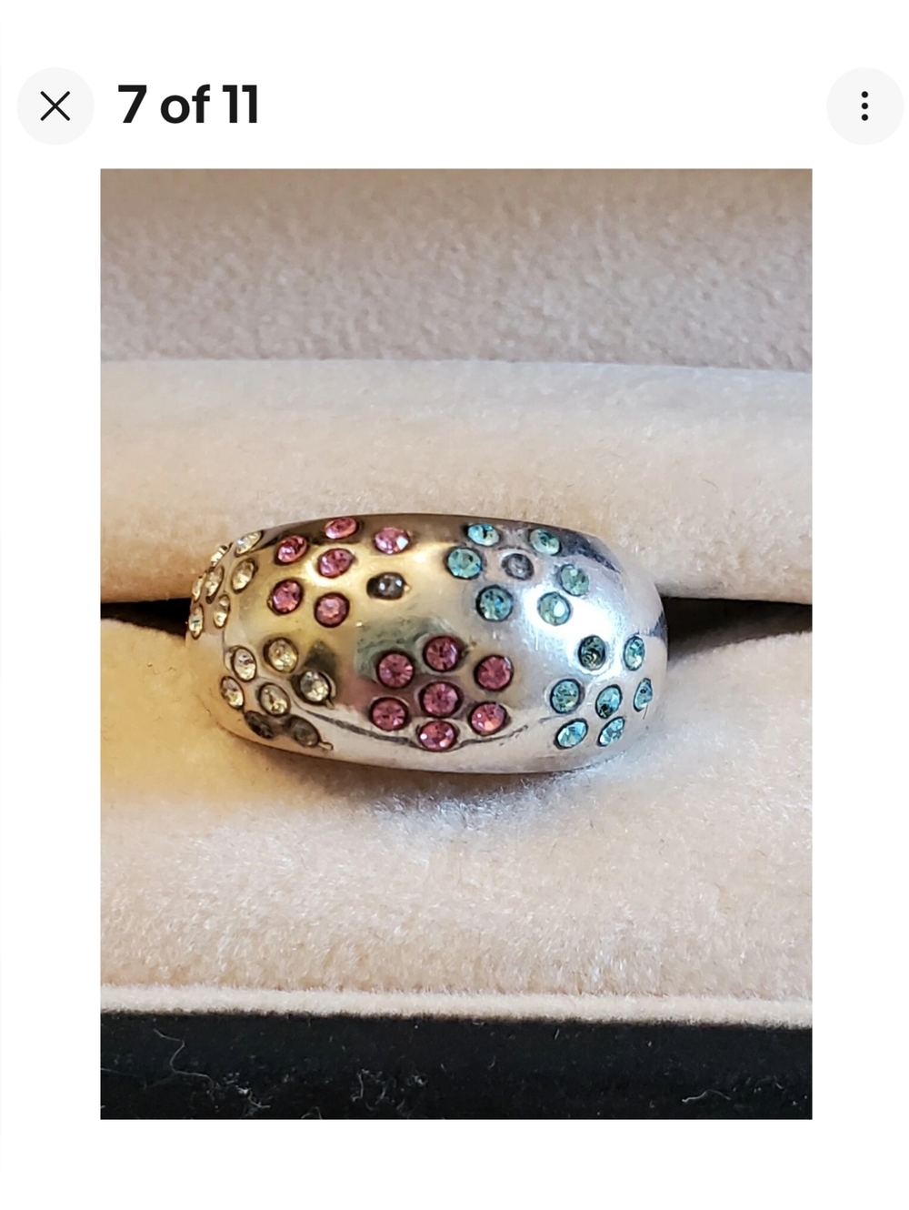 DAVID SIGAL FLORAL GEMSTONE STERLING SILVER DOME RING - Picture 2 of 10